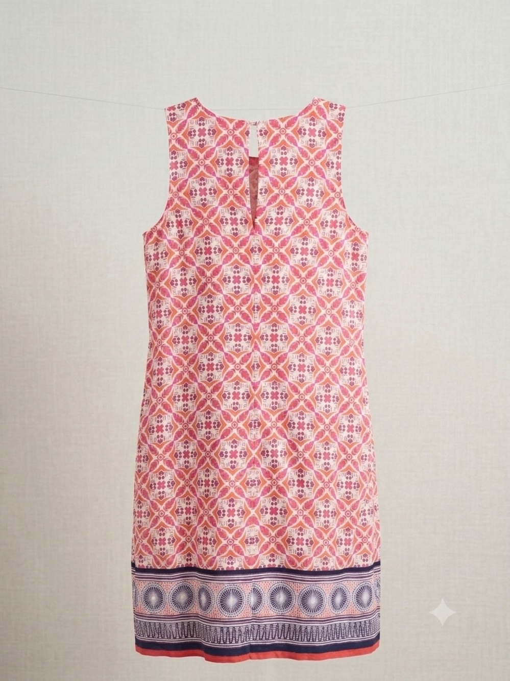 Tommy Bahama Pink Printed Sleeveless Midi Dress with Border Hem